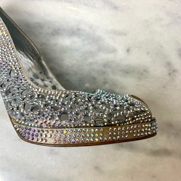 Francesco Sacco Embellished Silver Raso Argento 1811 Pumps - Picture 5 of 16